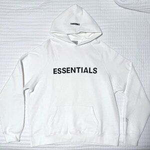 FEAR OF GOD ESSENTIALS 3D Silicon Applique Pullover Hoodie White L
